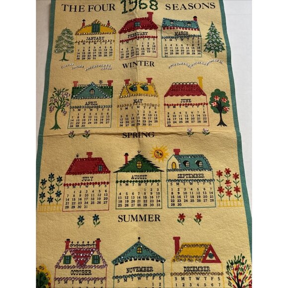Vintage 1968 Sequin Calendar Four Seasons Excellent Condition - Picture 5 of 7